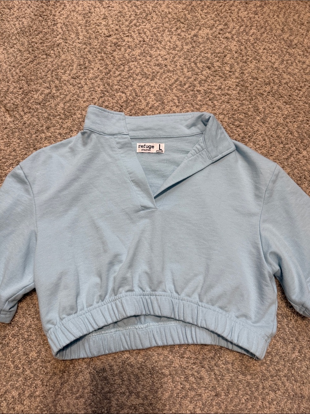 refuge Pale Blue Cropped Pullover Top